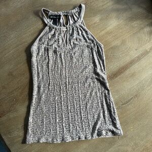 INC International Concepts Gray Ribbed Fitted Tank Top